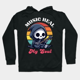 Music Heal My Soul - Reaper Playing Guitar Hoodie